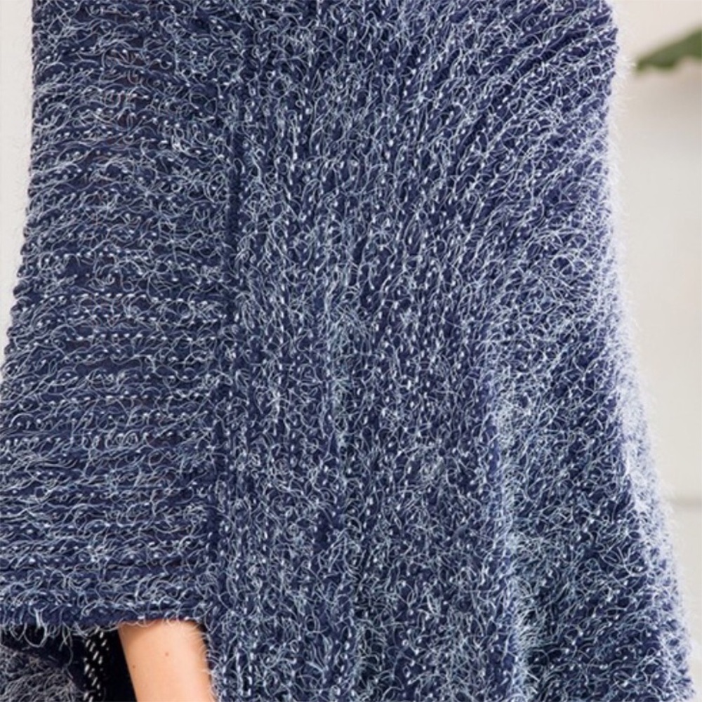 Turtleneck Fringe Poncho - 2 Available Colors NWT - Picture 5 of 6